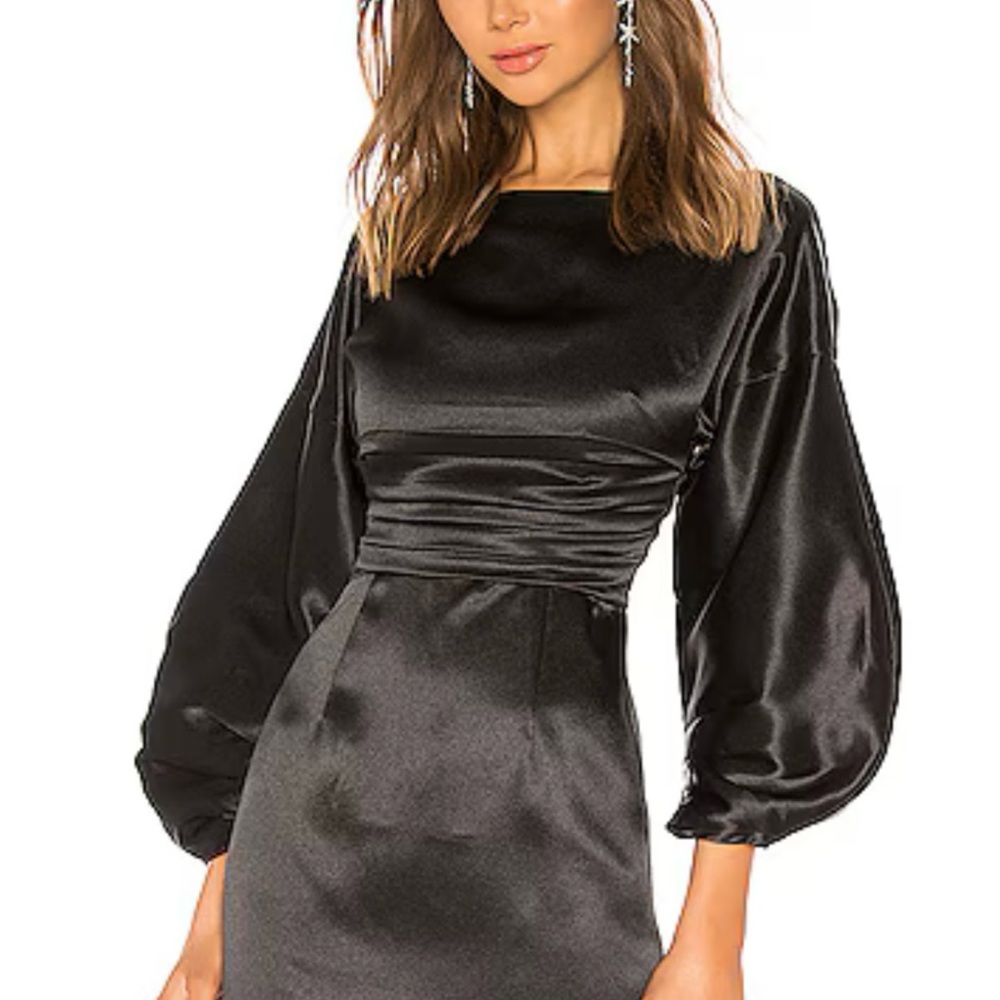 REVOLVE Black Satin Mini Dress